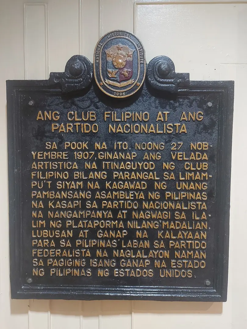 Ang Club Filipino at ang Partido Nacionalista